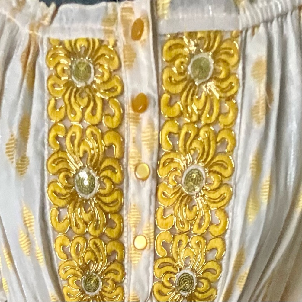 White and Yellow Embroidered Summer Dress - Picture 4 of 4